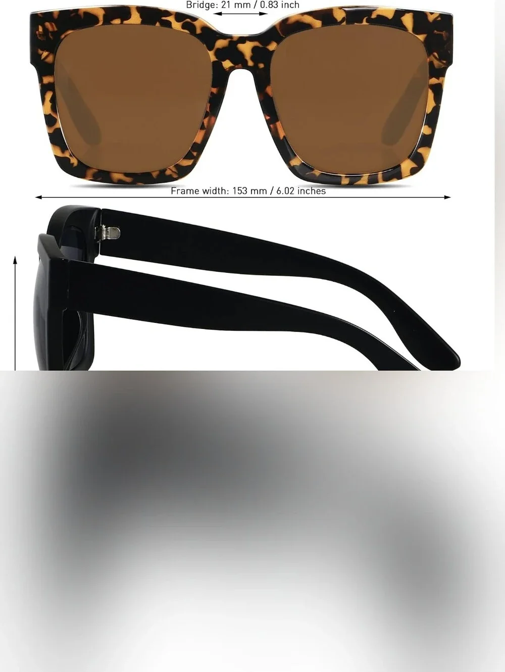 Oversized Square Women’s Sunglasses - Black